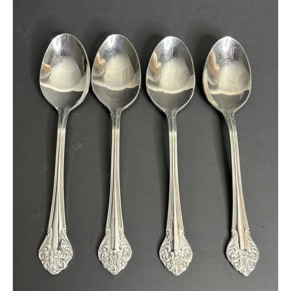 4 Reed & Barton Elegante Oval Soup Spoon Stainless Select Flatware 7 1/4
